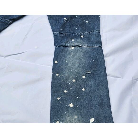 CJ Black Premium Mens Blue Denim Paint Ribbed Skinny Biker Jeans Fit 32x32 - Picture 14 of 14